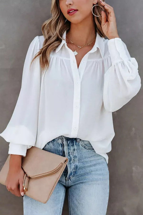 Take Note Button Down Loose Blouse