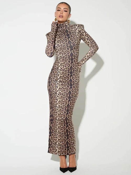 Leona Leopard Print Maxi Dress–Bold & Elegant Eveningwear