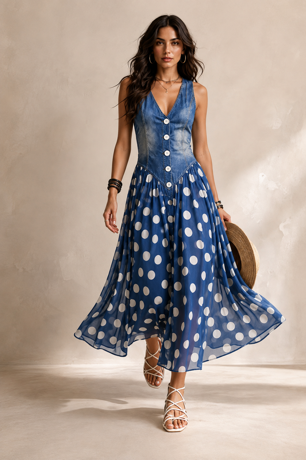 Bianca™ | Abito Midi in Chiffon a Pois