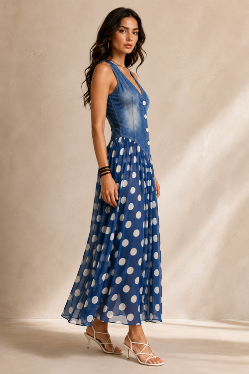 Bianca™ | Abito Midi in Chiffon a Pois