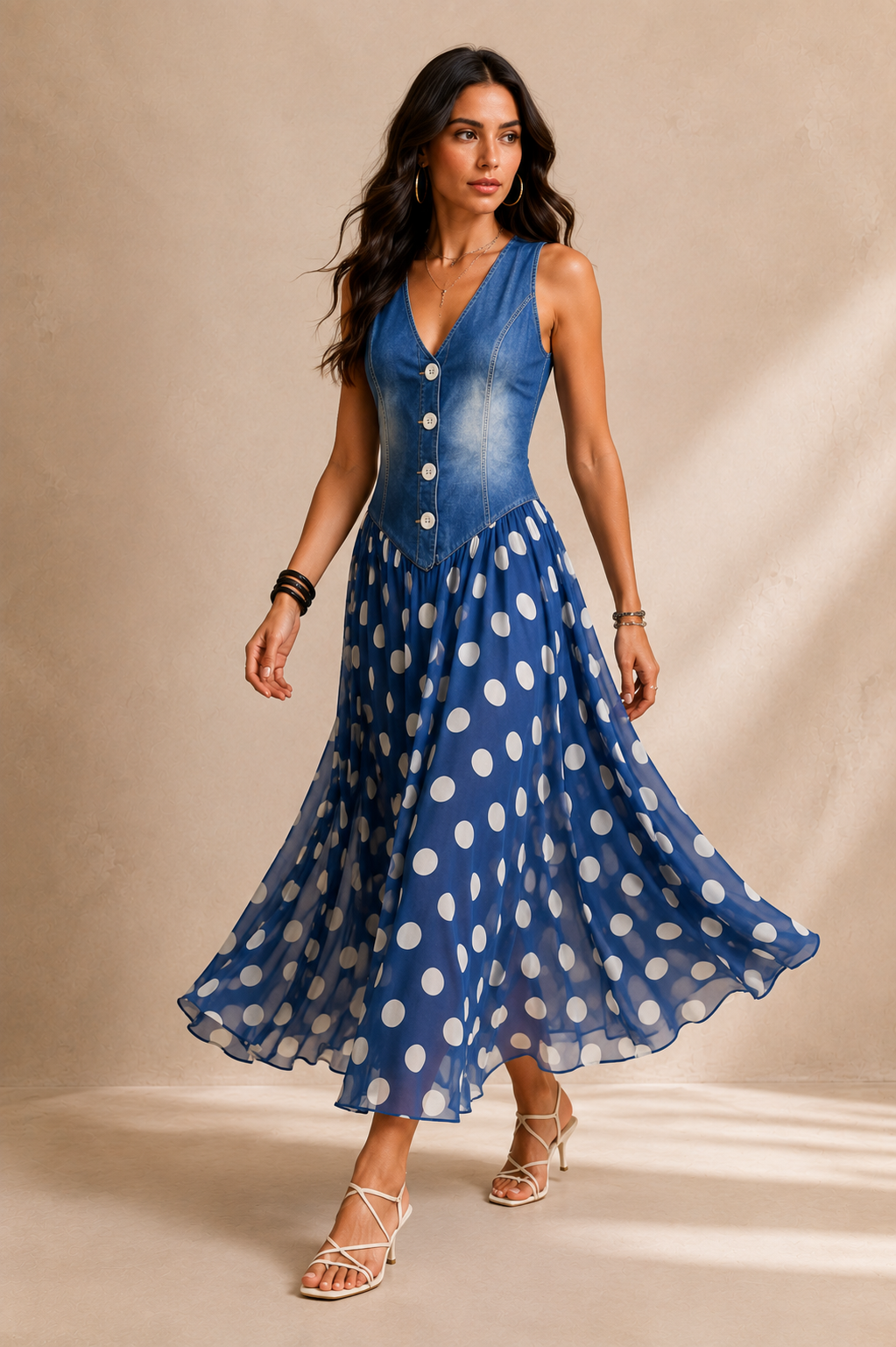 Bianca™ | Abito Midi in Chiffon a Pois