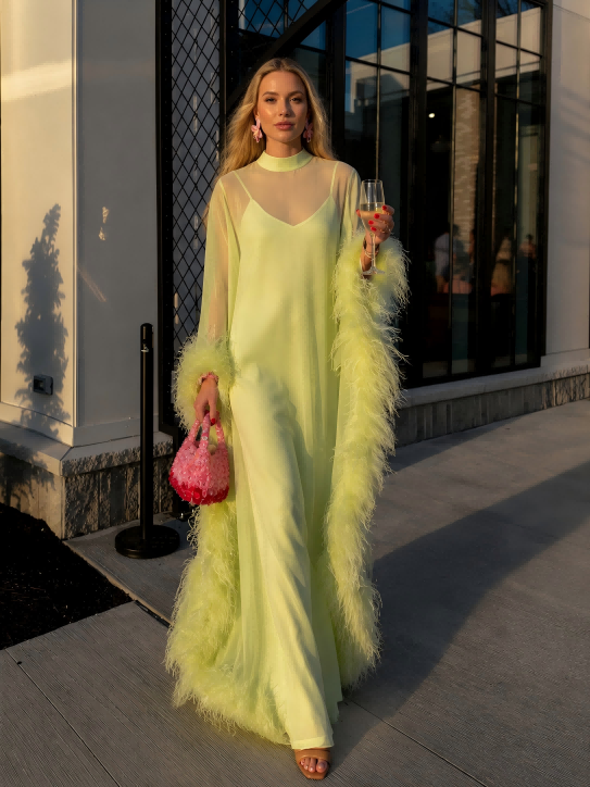 The Feather Chiffon Gown